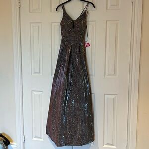Vintage style Crystal Doll Sequin glitter maxi prom cocktail  Dress Ruff Sz 4